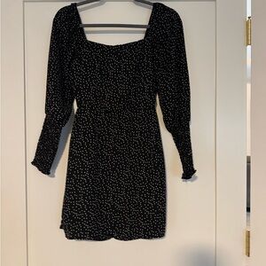 Miami Black Sheath Dress with Bishop Sleeves and Square Neck